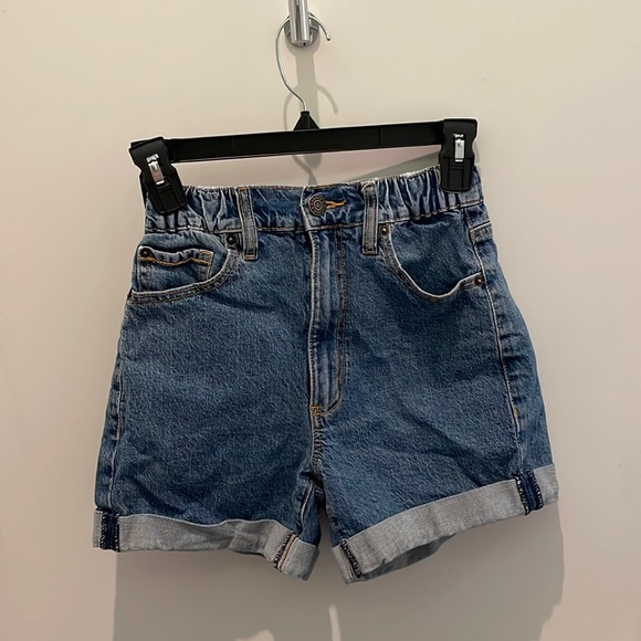 Garage Shorts Blue Mom Jean Shorts, Black Floral Shorts, Black Mom Denim Shorts - Picture 1 of 7